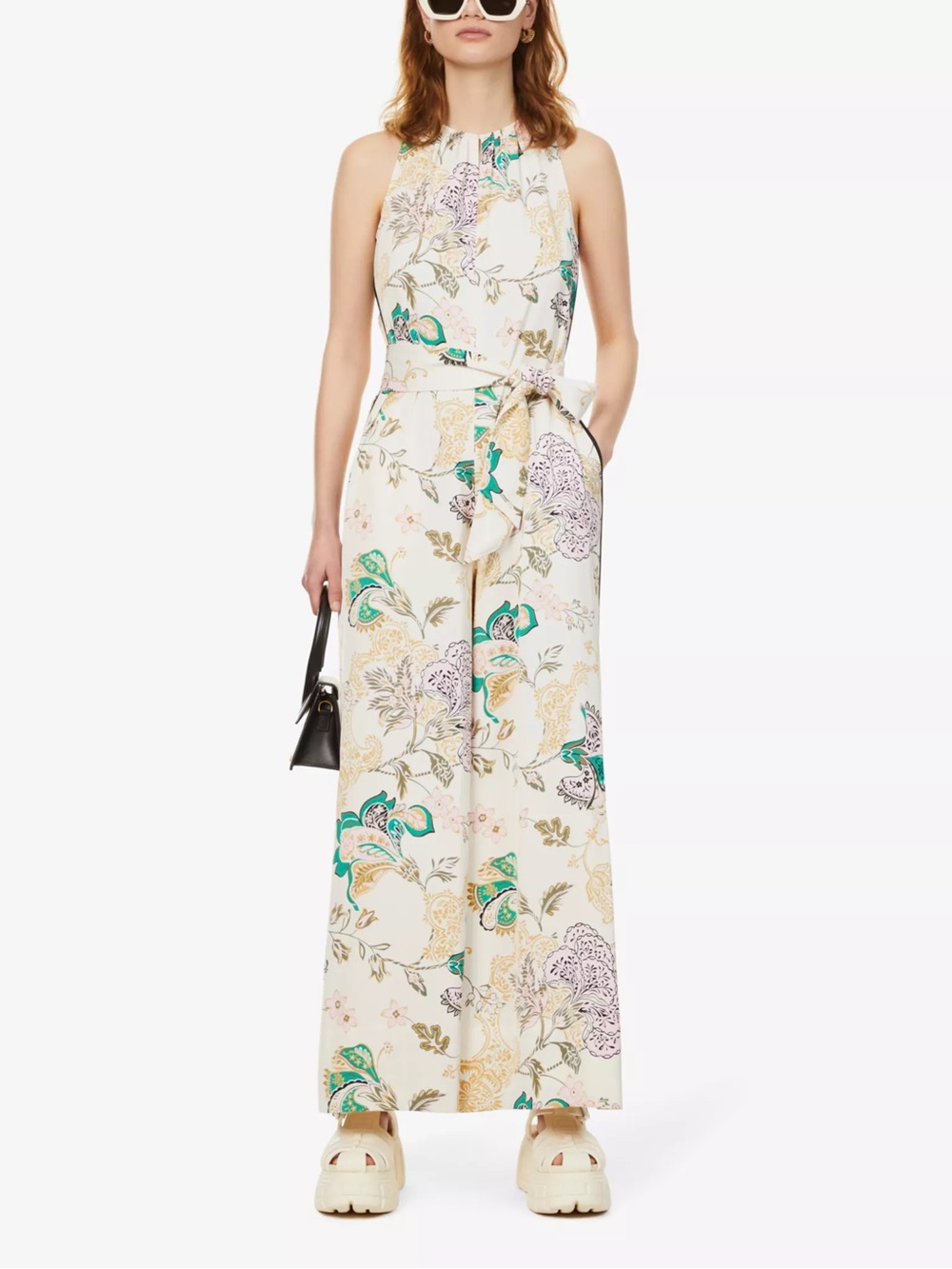 Me and Em Grand Paisley printed wide-leg satin jumpsuit in EUC - Picture 3 of 6